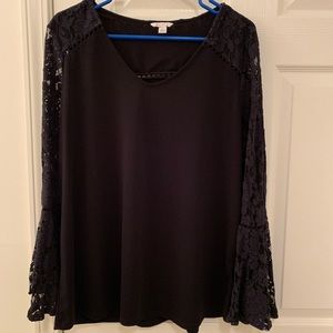 Black lace sleeve top